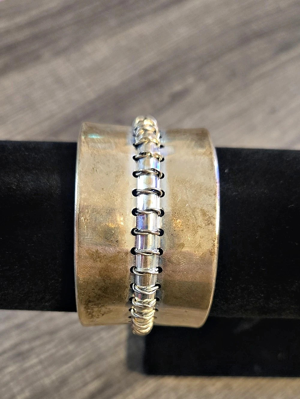 Mixed Metal Cuff Bracelet In Silver